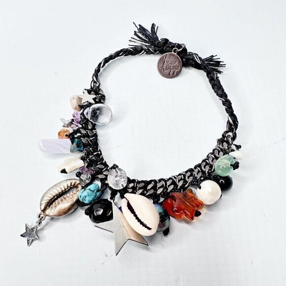 Venessa Arizaga Shell Charm Bracelet Anthropologie Glass Beads Stars Beachy Boho - Picture 1 of 4